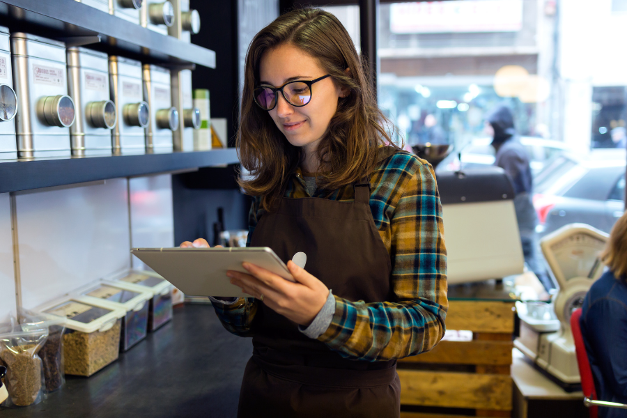 Women working in a cannabis store